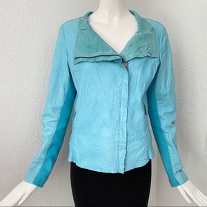 Cigno Nero blue Lene asymmetrical Leather Jacket